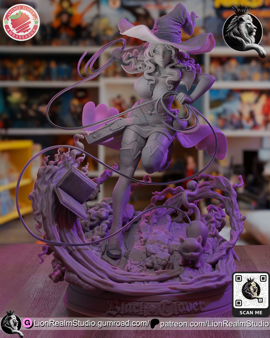 Reality Shifting Thread Magic Witch with Cat Lion Realm 3d Printed Resin Garage Kit - Unassembled, Unpainted - approx 1:6 Scale
