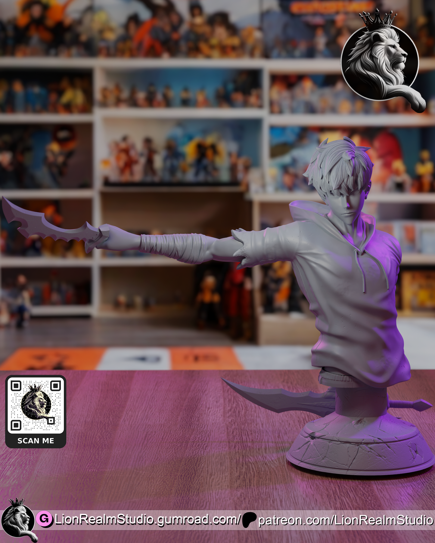 Assassin Summoner with Knives and Shadow Sword Lion Realm 3d Printed Resin Garage Kit - Unassembled, Unpainted - approx 1:6 Scale