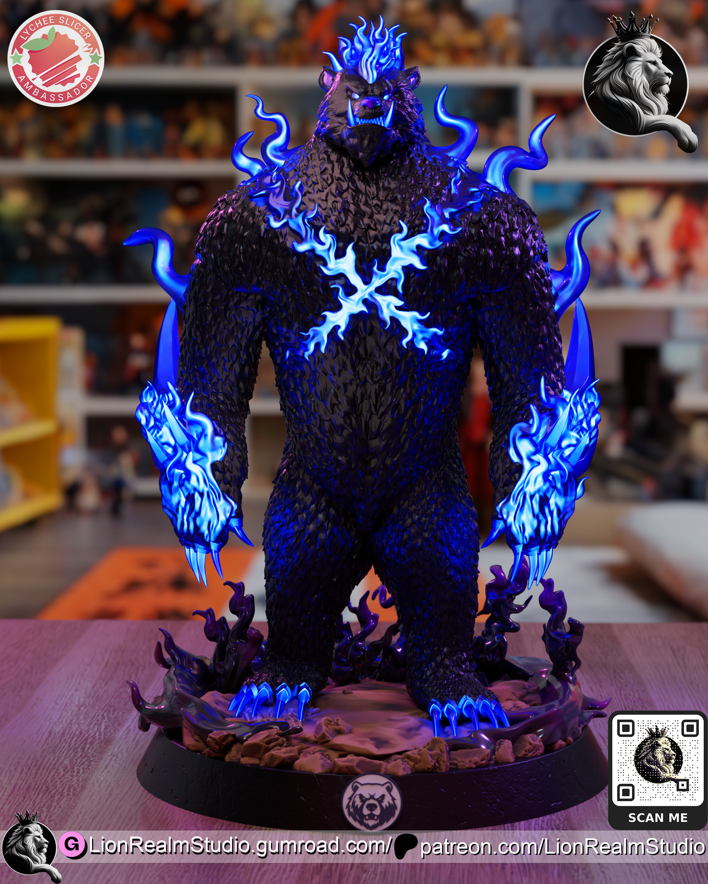 Shadow Demon Bear Summon 3d Printed Resin Garage Kit - Unassembled, Unpainted - approx 1:6 scale