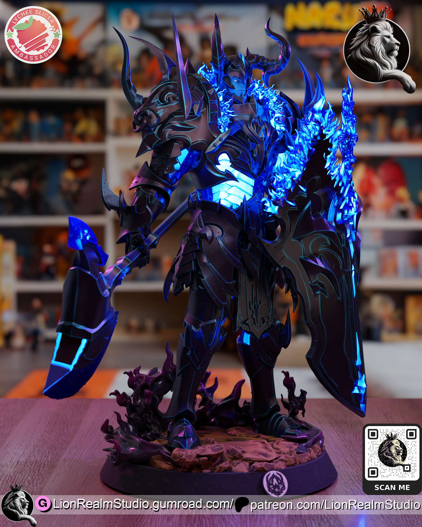 Defensive Commander Shadow Knight Lion Realm 3d Printed Resin Garage Kit - Unassembled, Unpainted - approx 1:6 Scale