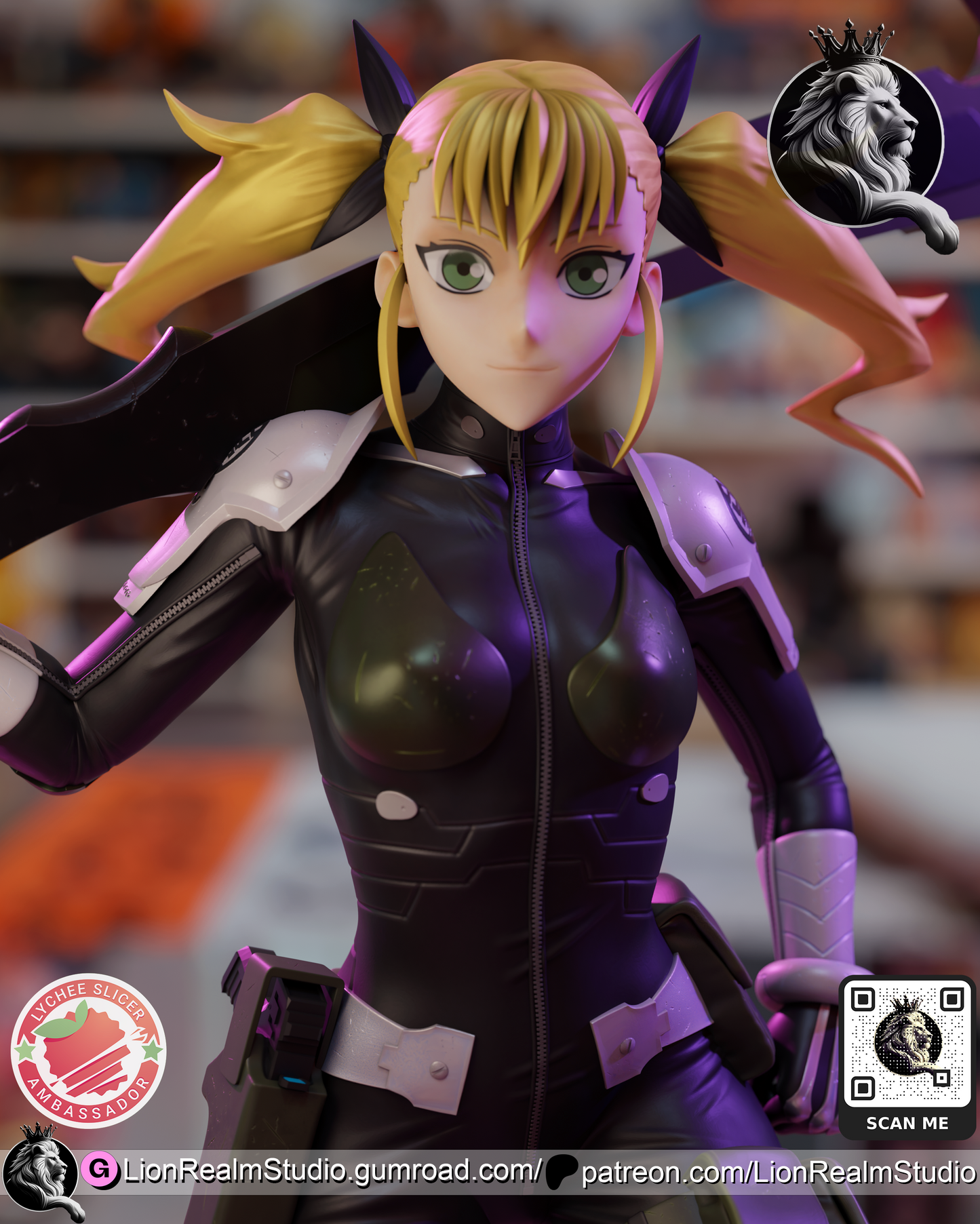 Monster Hunting Daddy's Girl Lion Realm 3d Printed Resin Garage Kit - Unassembled, Unpainted - approx 1:6 Scale