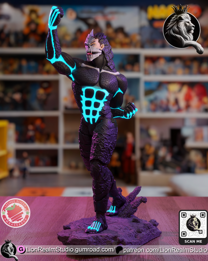 Ah! I Turn into a Monster Defender Old Dude Lion Realm 3d Printed Resin Garage Kit - Unassembled, Unpainted - approx 1:6 Scale