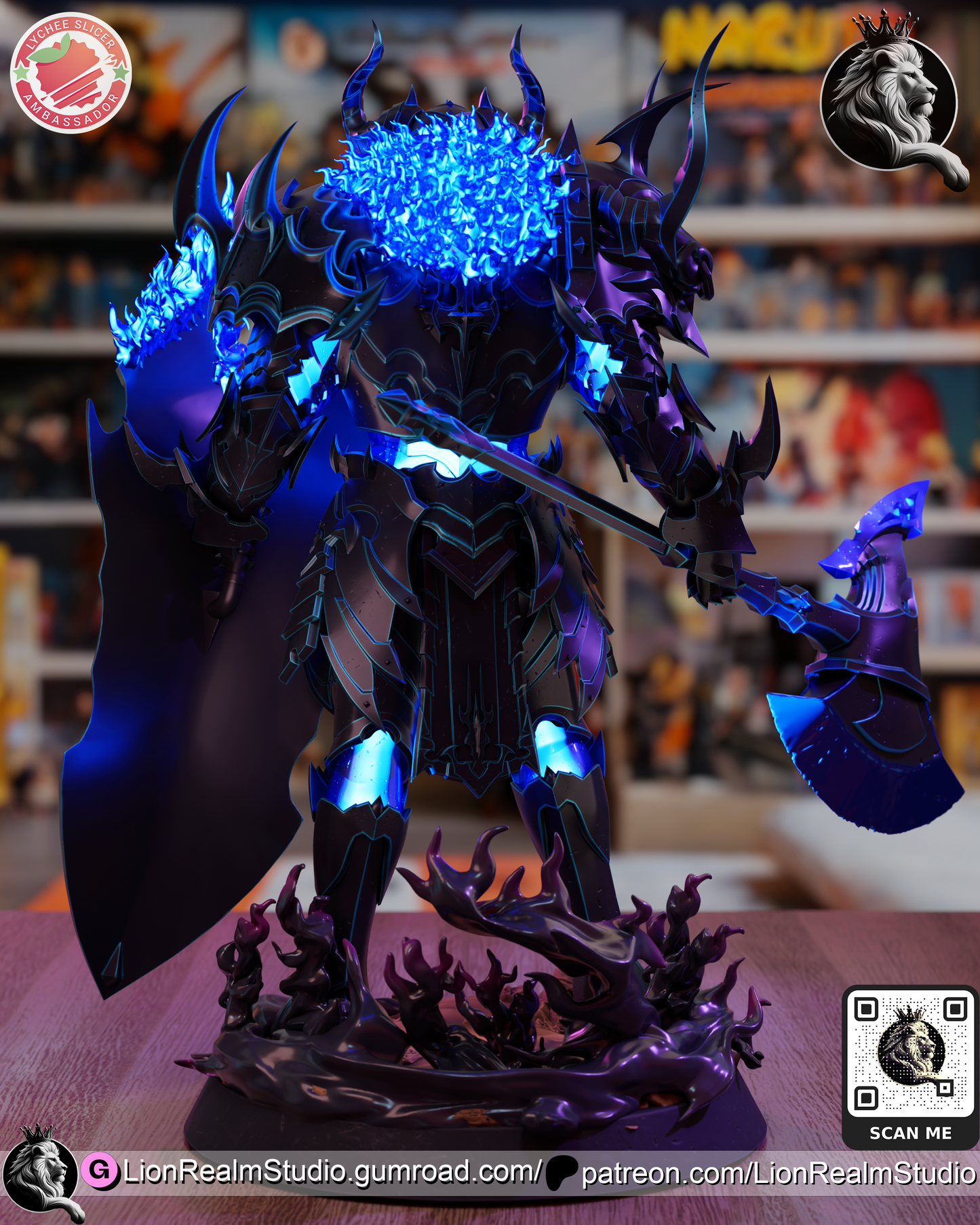 Defensive Commander Shadow Knight Lion Realm 3d Printed Resin Garage Kit - Unassembled, Unpainted - approx 1:6 Scale