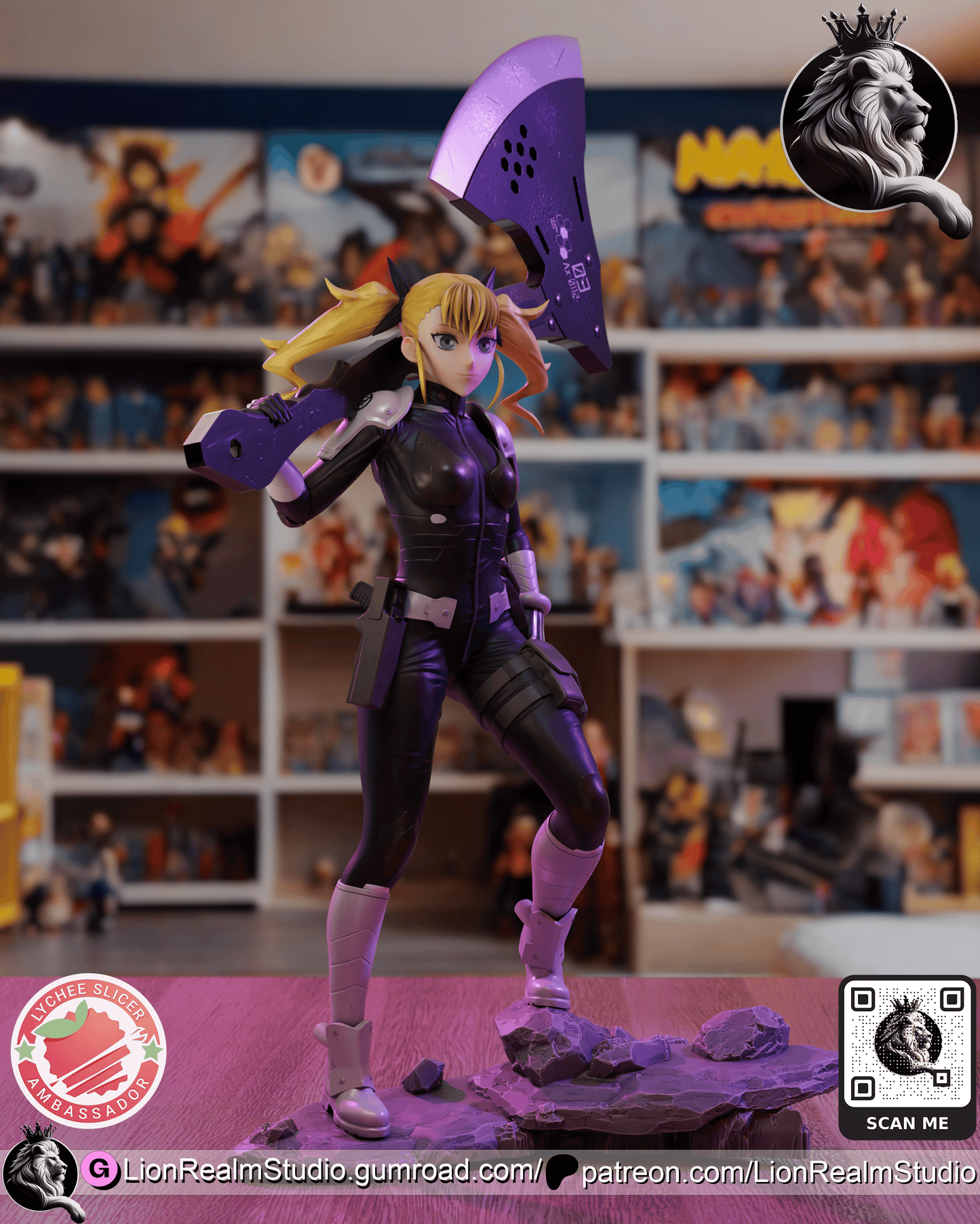 Monster Hunting Daddy's Girl Lion Realm 3d Printed Resin Garage Kit - Unassembled, Unpainted - approx 1:6 Scale