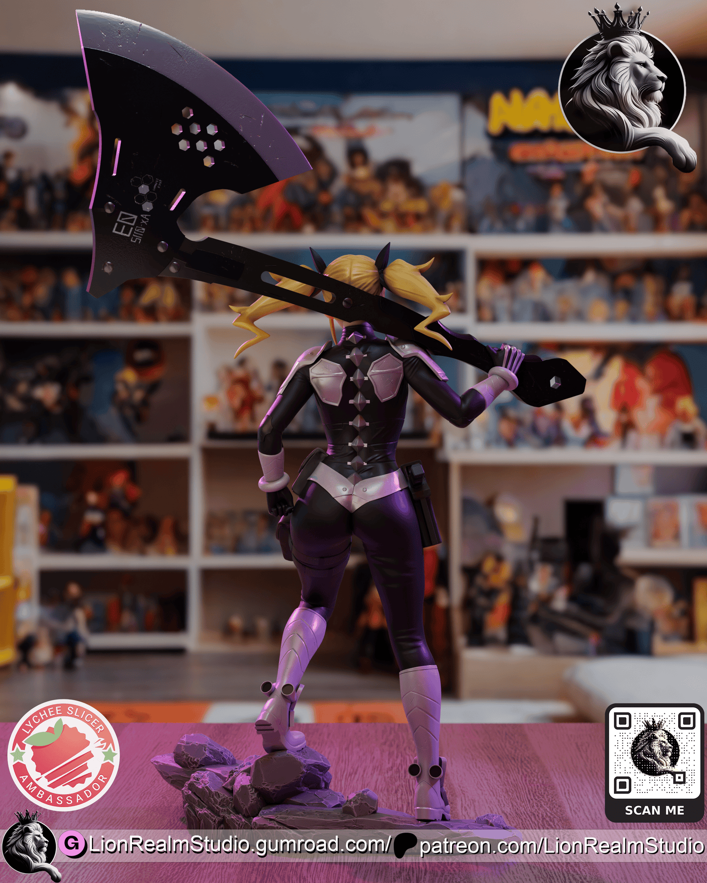 Monster Hunting Daddy's Girl Lion Realm 3d Printed Resin Garage Kit - Unassembled, Unpainted - approx 1:6 Scale