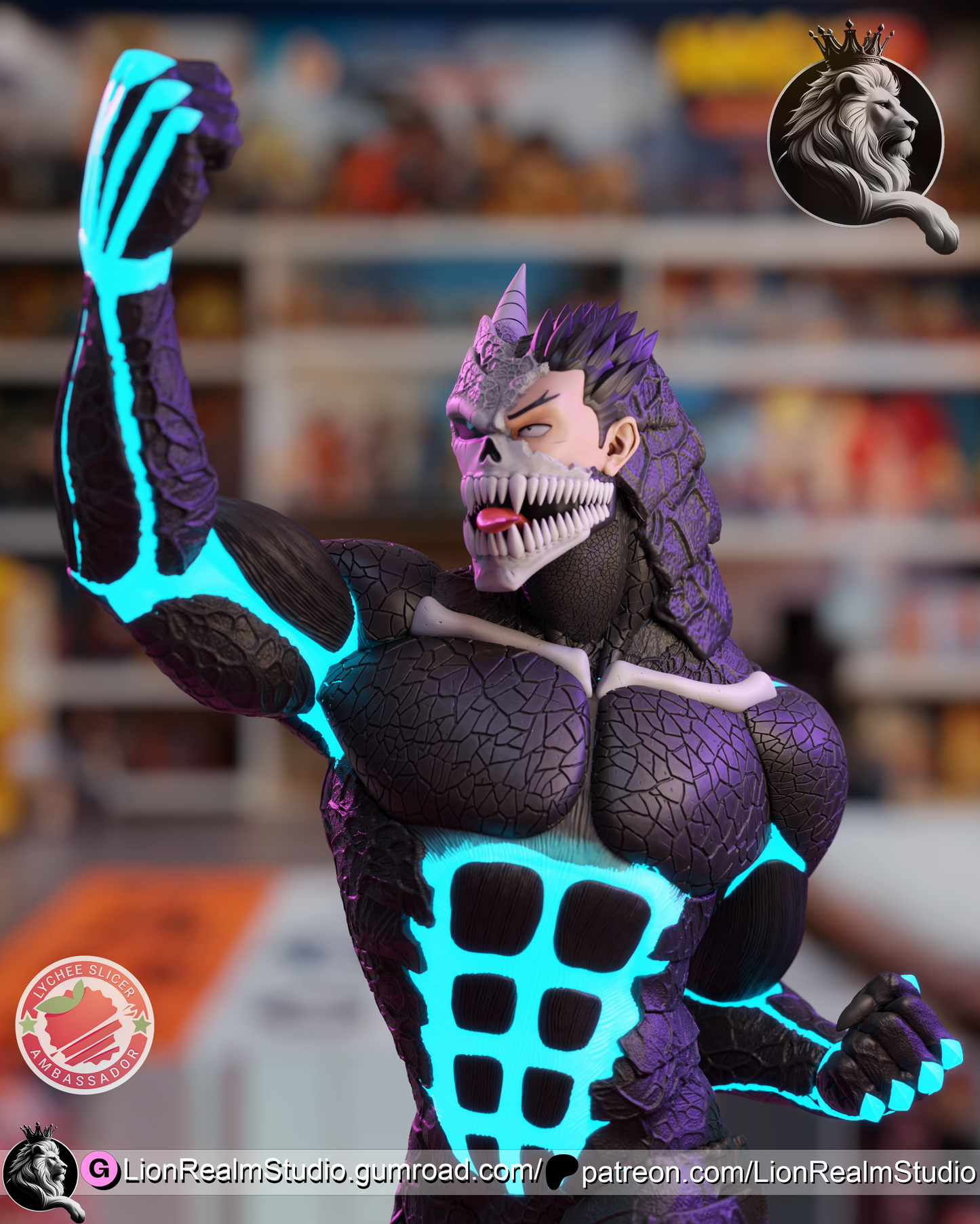 Ah! I Turn into a Monster Defender Old Dude Lion Realm 3d Printed Resin Garage Kit - Unassembled, Unpainted - approx 1:6 Scale