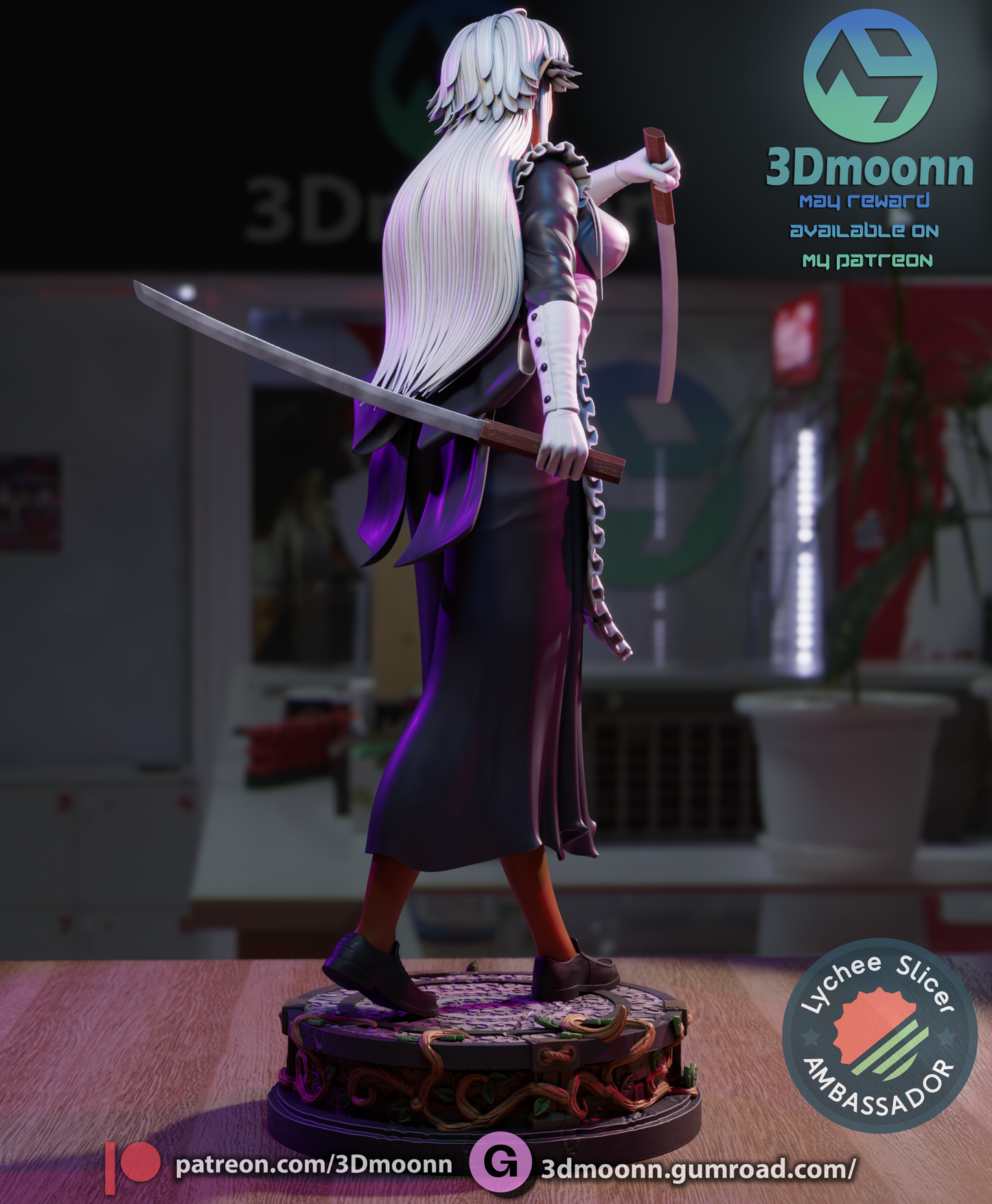 Battle Maid Elf Girlfriend Afraid of Dragons 3d Printed Resin Garage Kit - Unassembled, Unpainted - approx 1:6 Scale