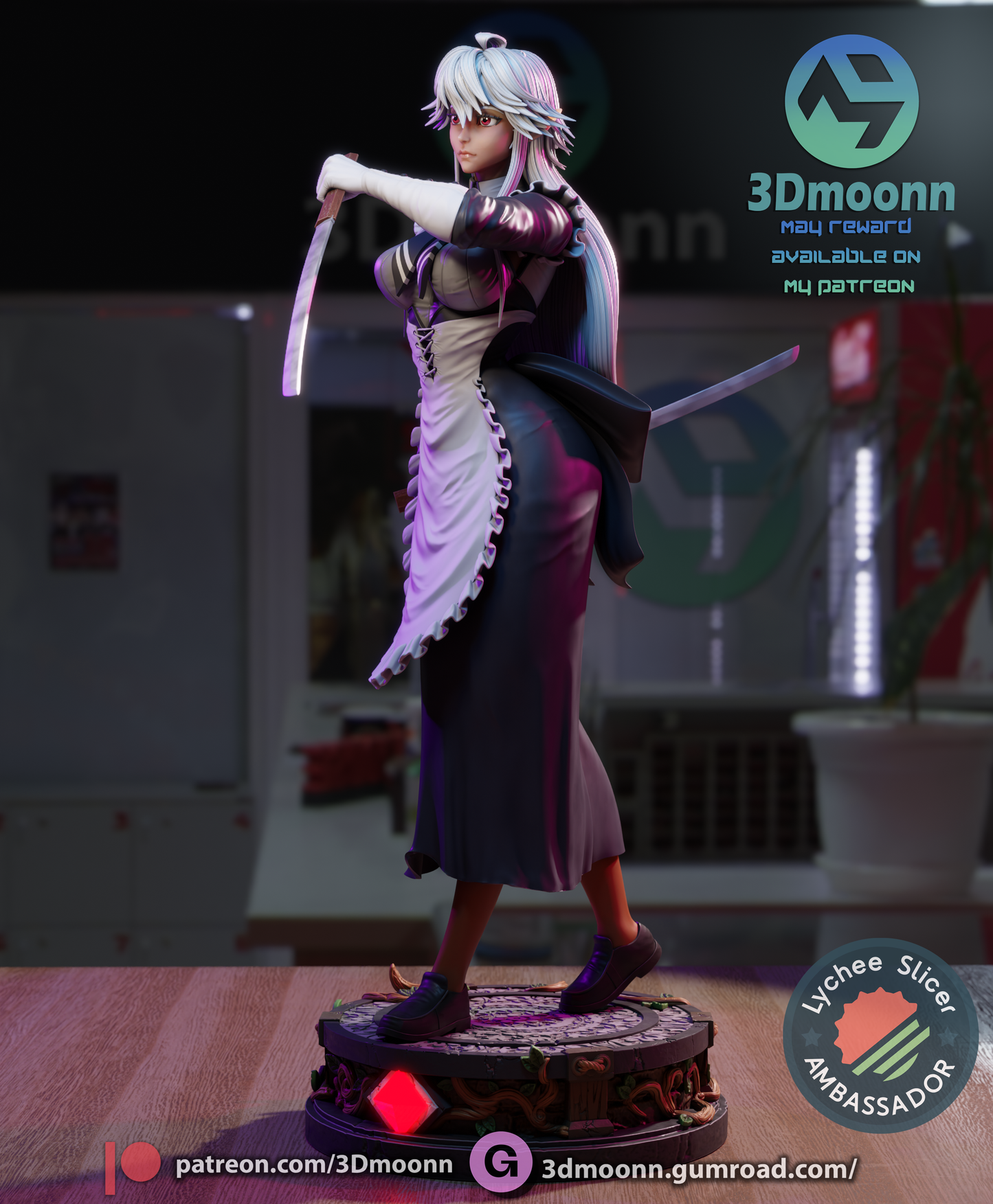 Battle Maid Elf Girlfriend Afraid of Dragons 3d Printed Resin Garage Kit - Unassembled, Unpainted - approx 1:6 Scale