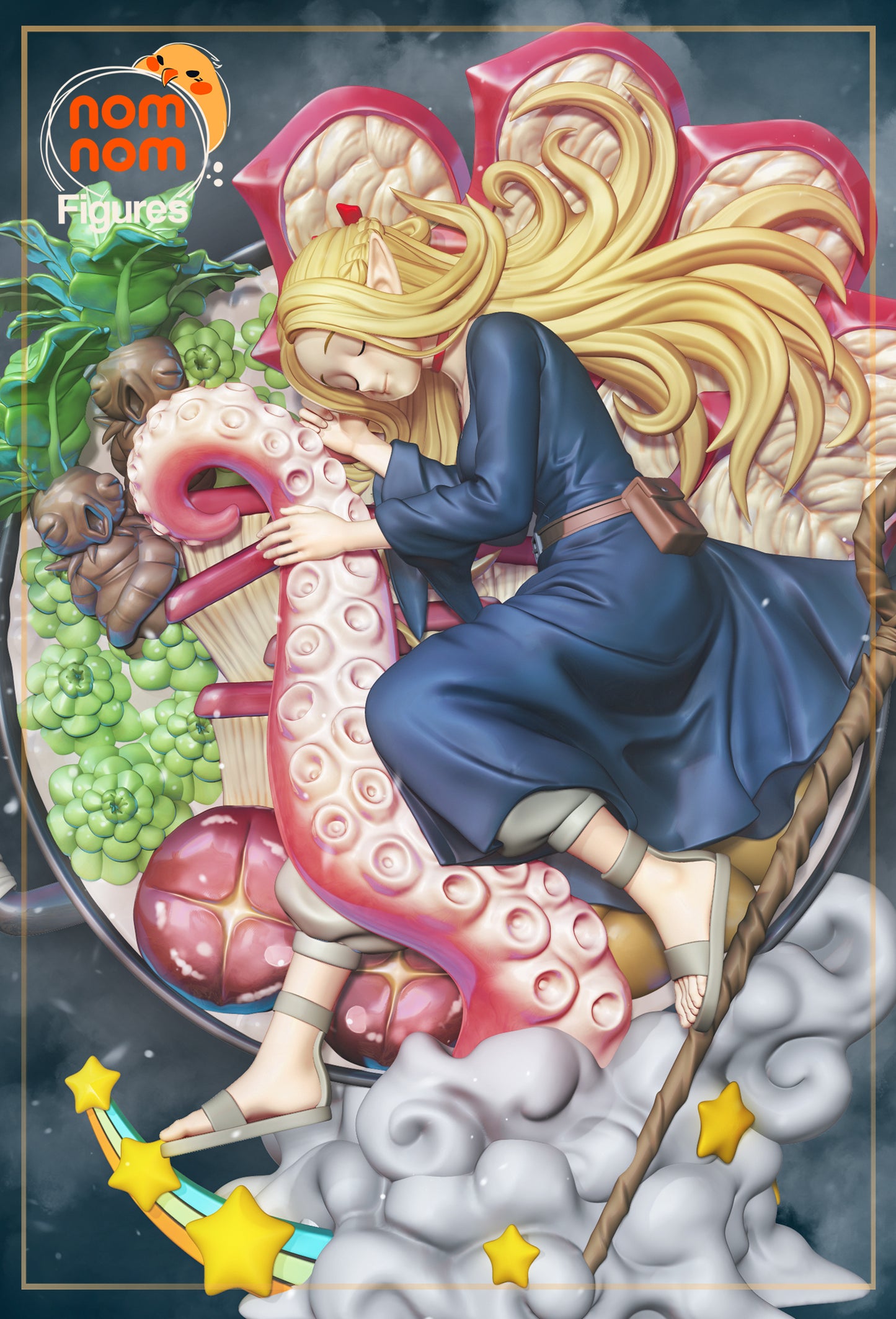 Exhausted Elf Mage Napping in Skillet Miniature - 3d Printed Resin Garage Kit, Unassembled, Unpainted