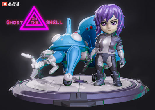 Chibi Cyberpunk Operative and Spider Mech Diorama - 3D Printed Resin Garage Kit, Unassembled, Unpainted