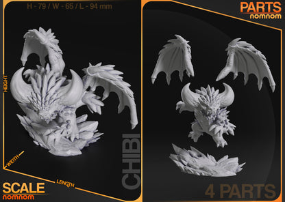 Chibi Spiky Dragon Figure - 3D Printed Resin Garage Kit - Unassembled, Unprimed, Unpainted