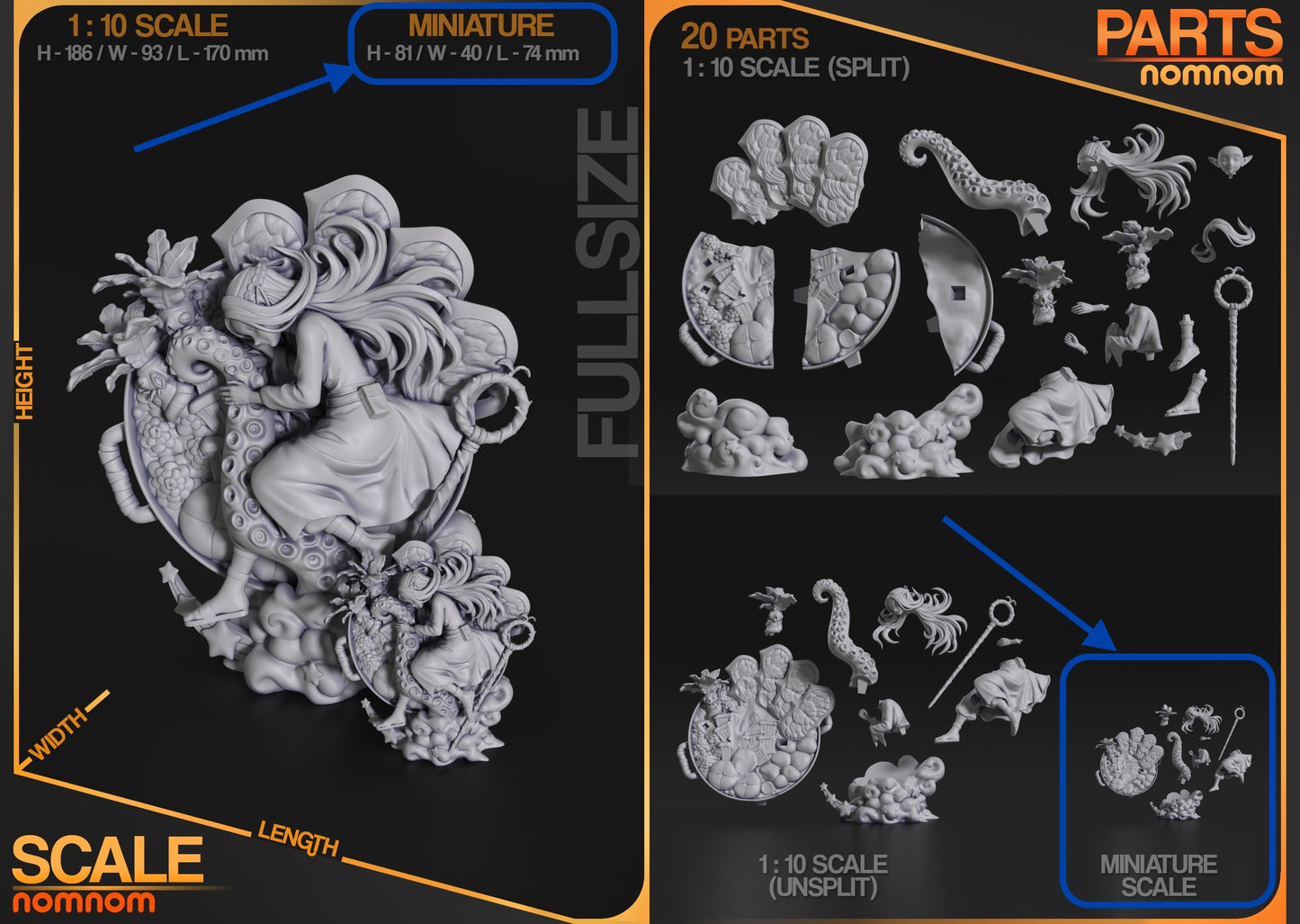 Exhausted Elf Mage Napping in Skillet Miniature - 3d Printed Resin Garage Kit, Unassembled, Unpainted