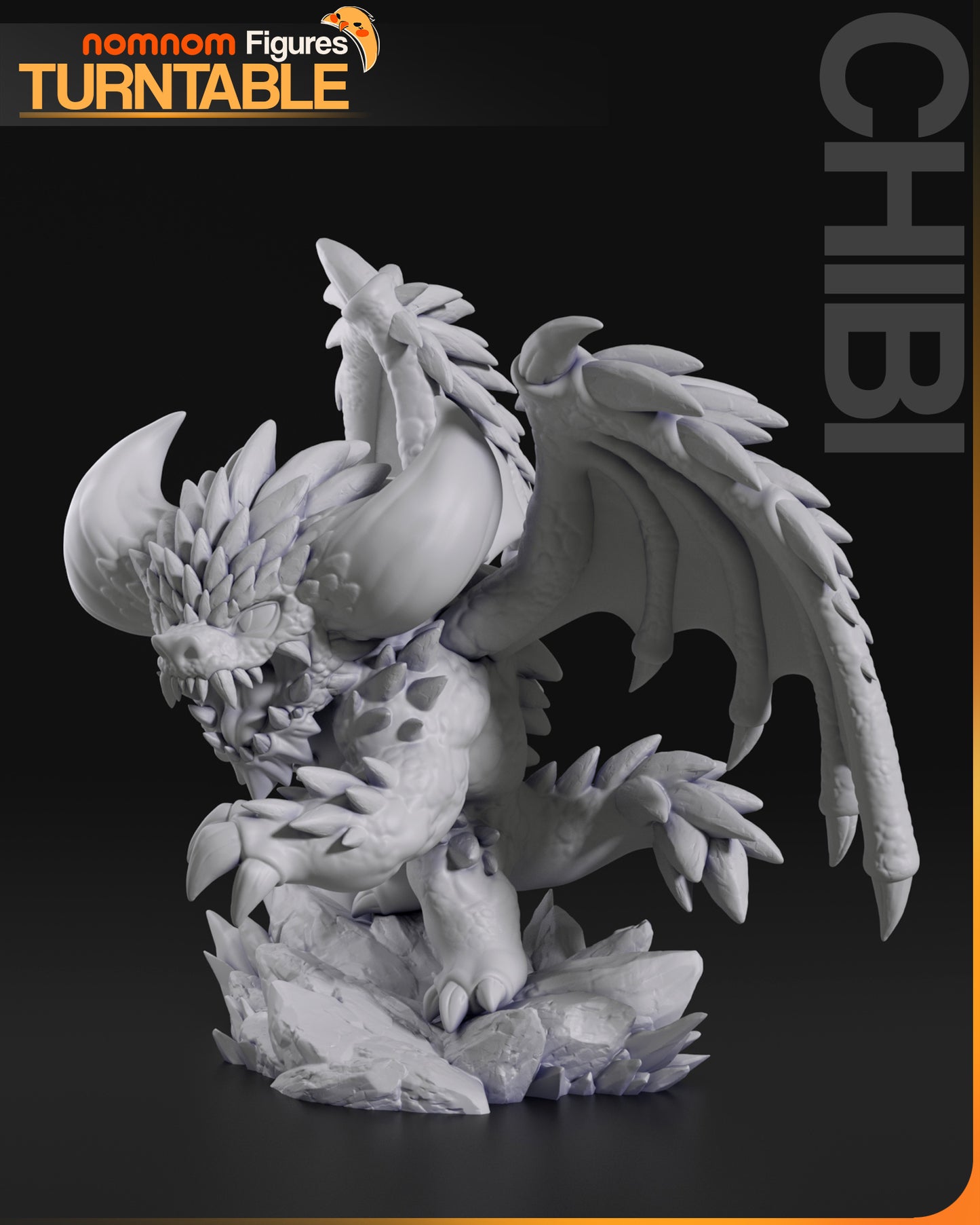 Chibi Spiky Dragon Figure - 3D Printed Resin Garage Kit - Unassembled, Unprimed, Unpainted