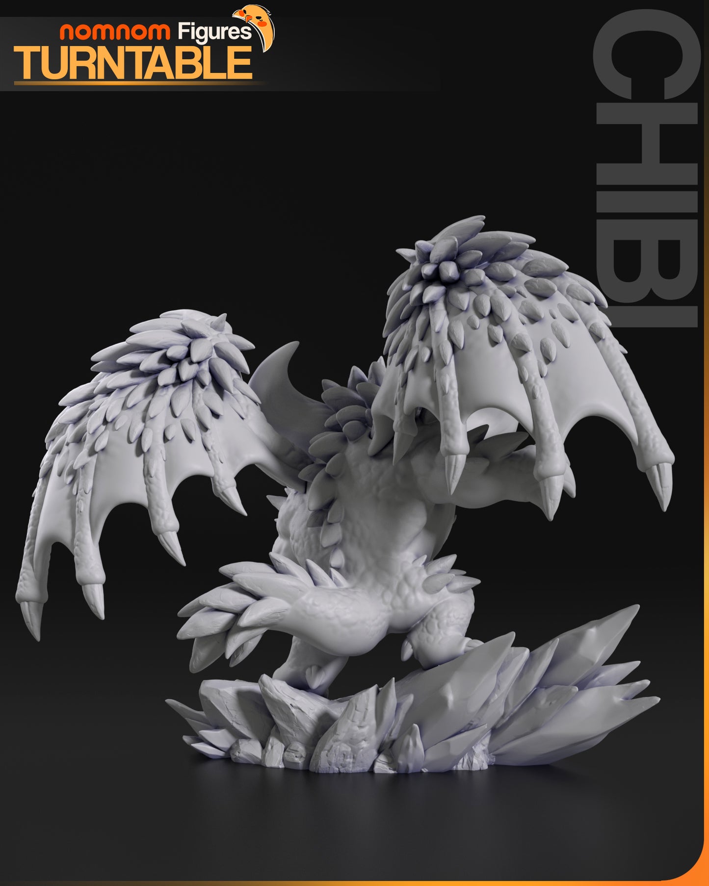 Chibi Spiky Dragon Figure - 3D Printed Resin Garage Kit - Unassembled, Unprimed, Unpainted