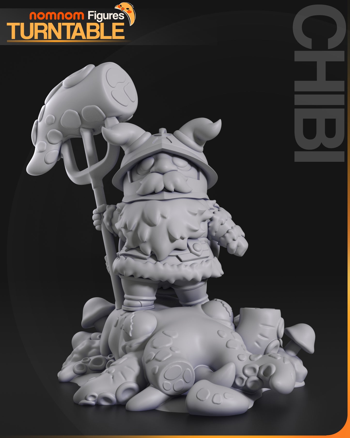 Chibi Dwarf Cook with Monster Food - 3d Printed Resin Garage Kit - Unassembled, Unpainted