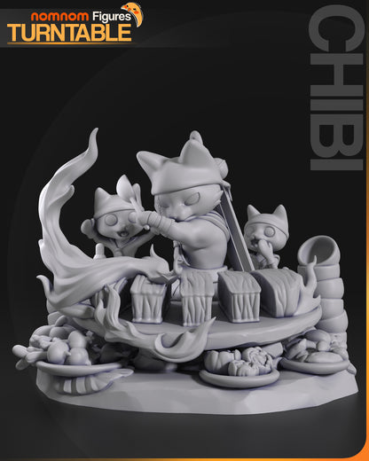Chibi Cat Chef Diorama - 3d Resin Printed Garage Kit, Unassembled, Unpainted
