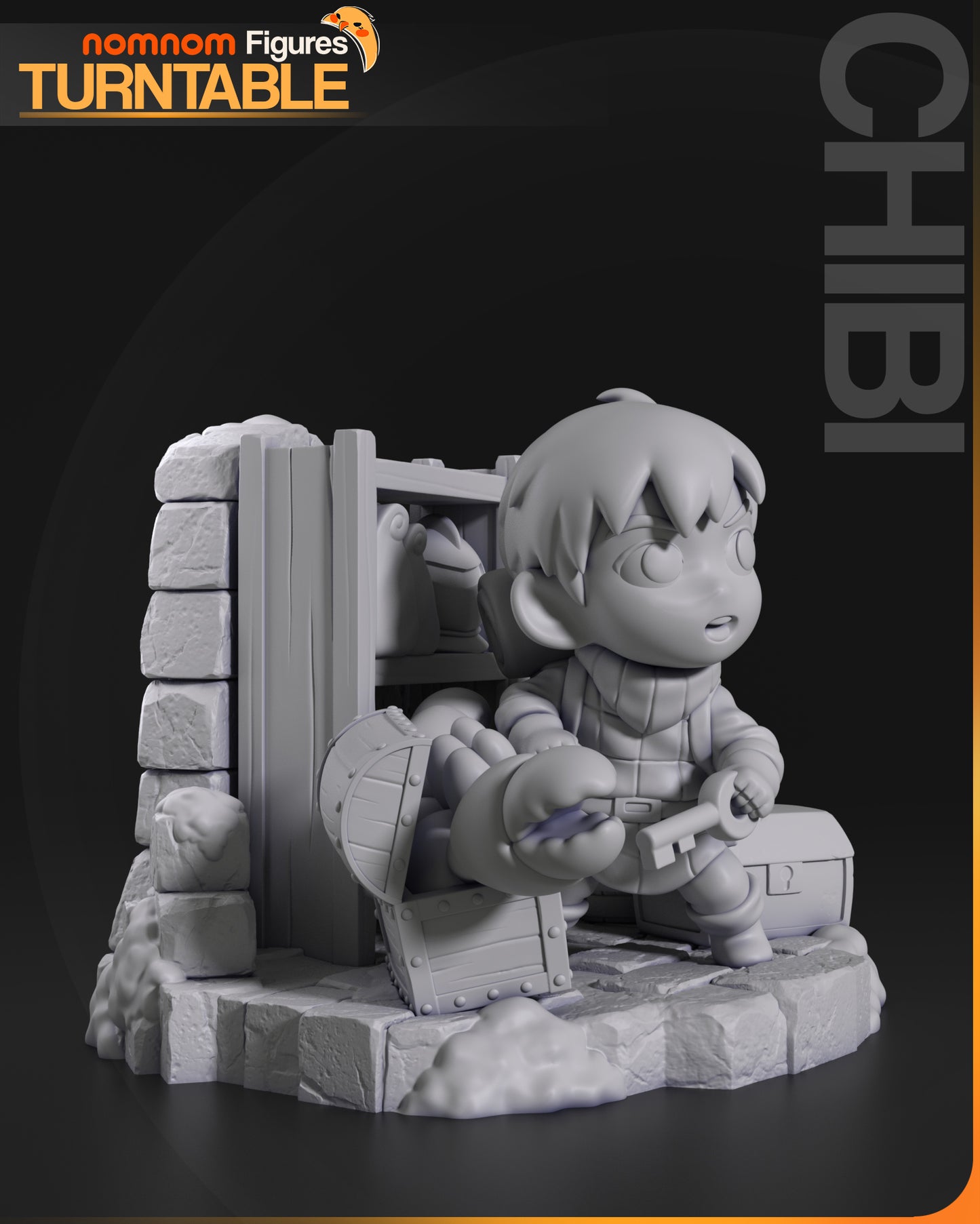Chibi Dungeon Thief with Treasure Diorama - 3d Printed Resin Garage Kit - Unassembled, Unpainted