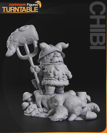 Chibi Dwarf Cook with Monster Food - 3d Printed Resin Garage Kit - Unassembled, Unpainted