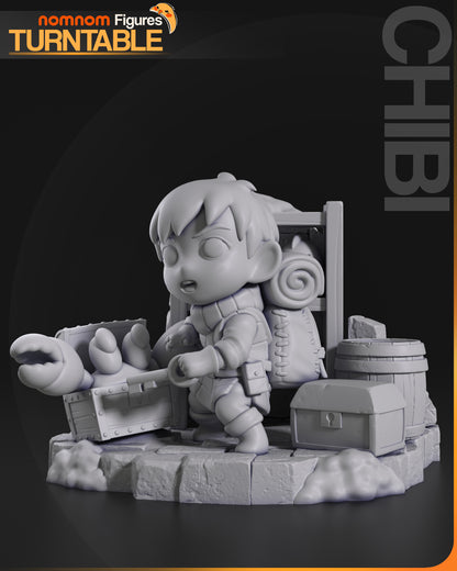 Chibi Dungeon Thief with Treasure Diorama - 3d Printed Resin Garage Kit - Unassembled, Unpainted