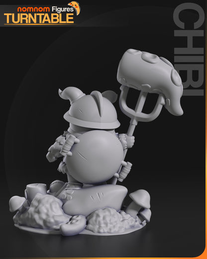 Chibi Dwarf Cook with Monster Food - 3d Printed Resin Garage Kit - Unassembled, Unpainted