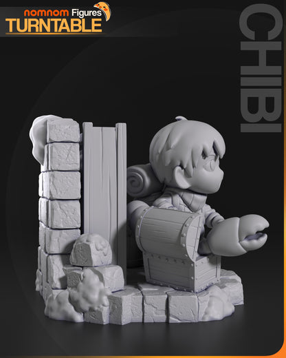 Chibi Dungeon Thief with Treasure Diorama - 3d Printed Resin Garage Kit - Unassembled, Unpainted
