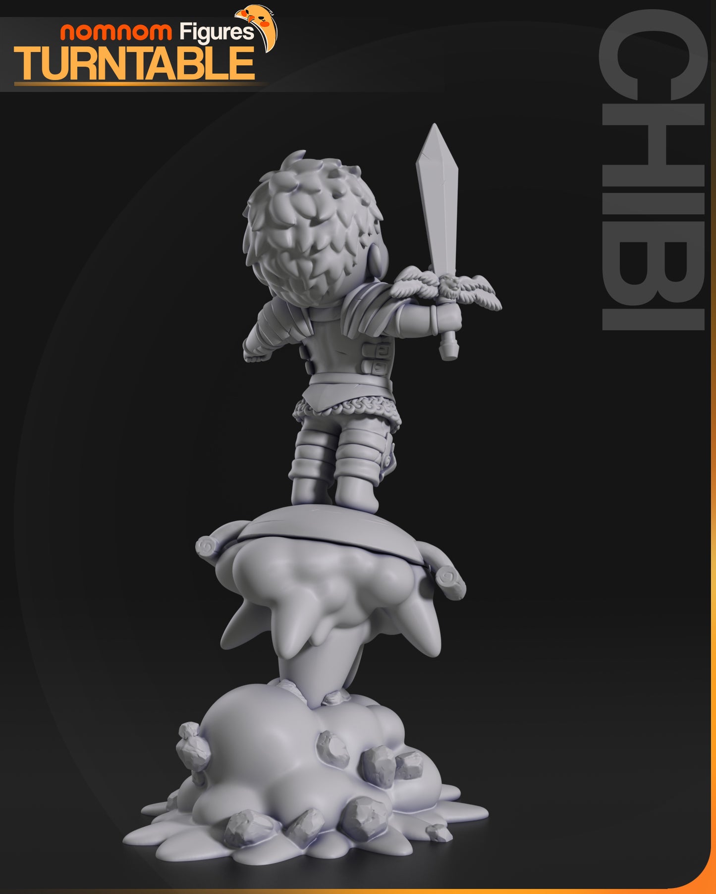 Chibi Dungeon Knight on Monster Food Pile - 3d Printed Resin Garage Kit - Unassembled, Unpainted