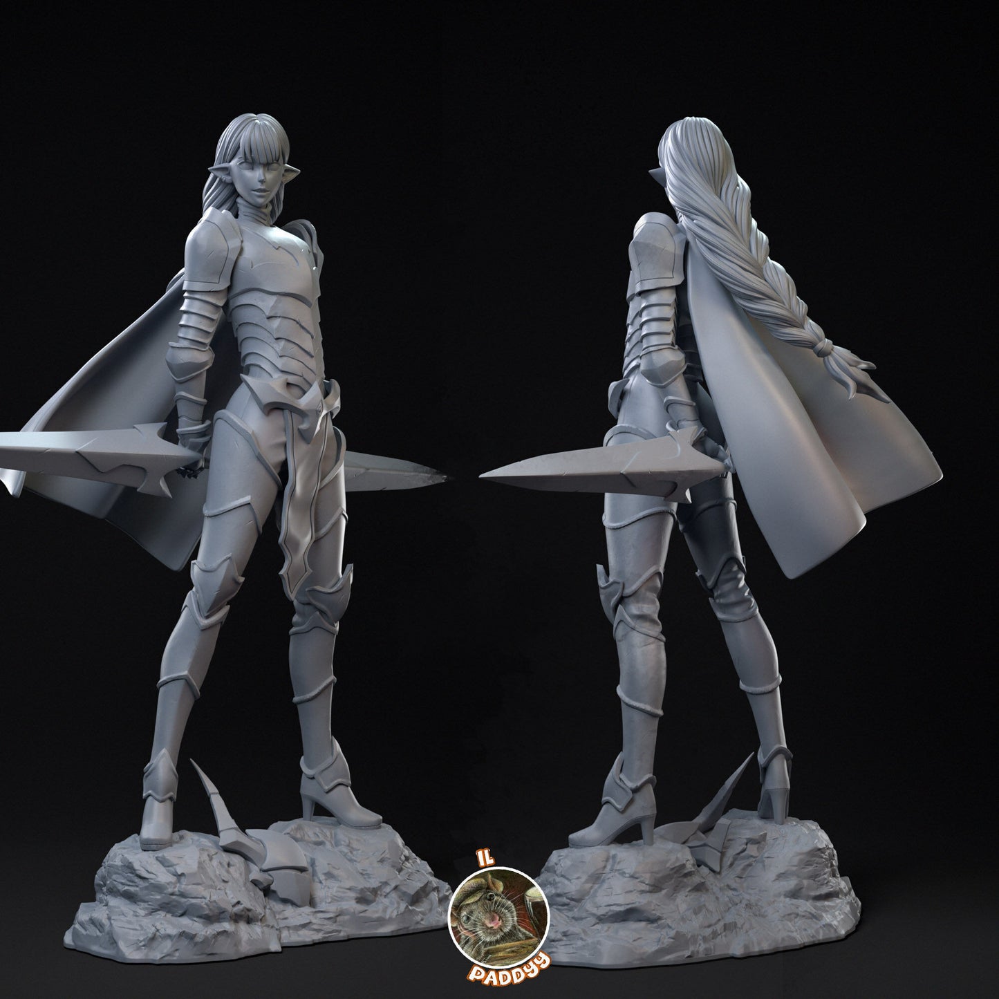 Infatuated Dark Elf Warrior Princess 3d Printed Resin Garage Kit - Unassembled, Unpainted - approx 1:6 Scale