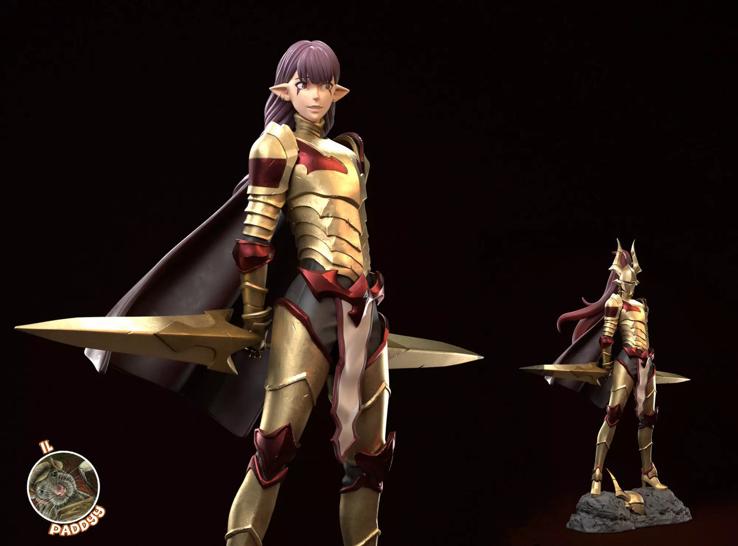 Infatuated Dark Elf Warrior Princess 3d Printed Resin Garage Kit - Unassembled, Unpainted - approx 1:6 Scale