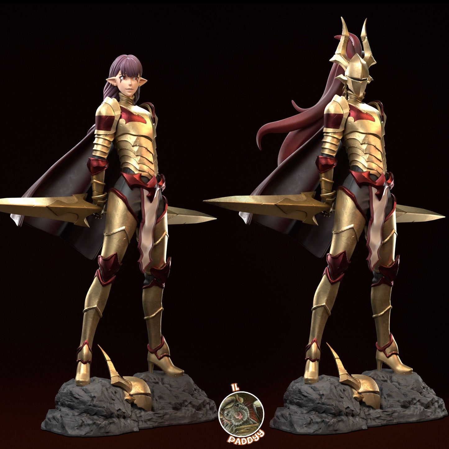 Infatuated Dark Elf Warrior Princess 3d Printed Resin Garage Kit - Unassembled, Unpainted - approx 1:6 Scale