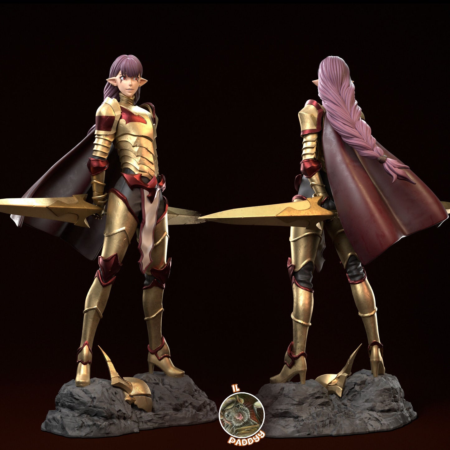 Infatuated Dark Elf Warrior Princess 3d Printed Resin Garage Kit - Unassembled, Unpainted - approx 1:6 Scale